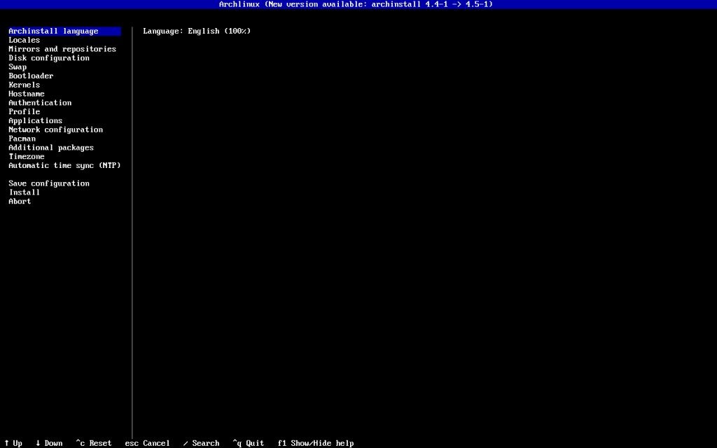 Arch Linux 2026.09.01 - Archinstall