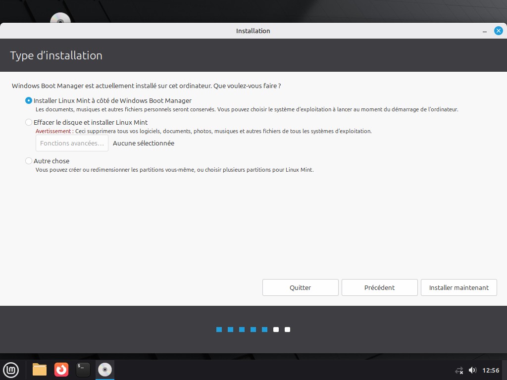 Dual Boot - installation de Linux Mint à côté de Windows