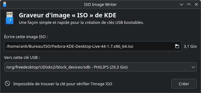 ISO Image Writer - choix de l'ISO et du support (sans vérification de la somme de contrôle)
