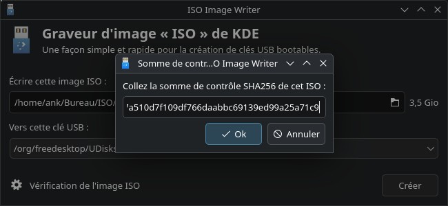 ISO Image Writer - choix de l'ISO et du support (avec vérification de la somme de contrôle)