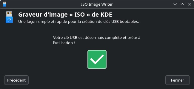 ISO Image Writer - création de la clé USB bootable finalisée
