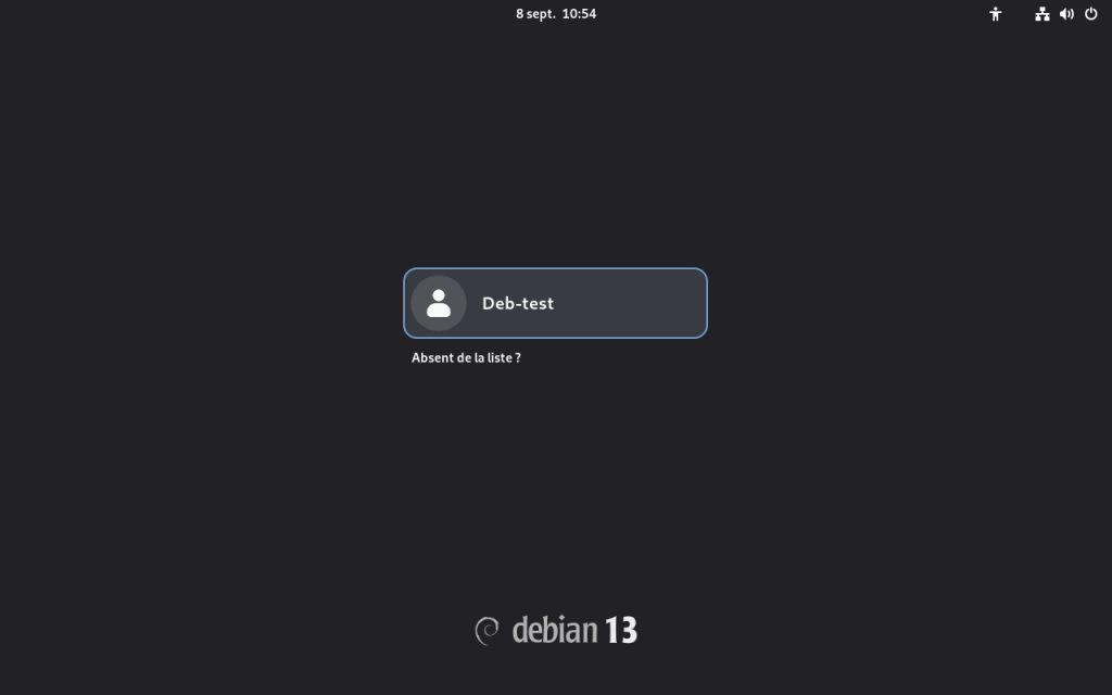 Debian 13 - Post-installation (ouverture de session)