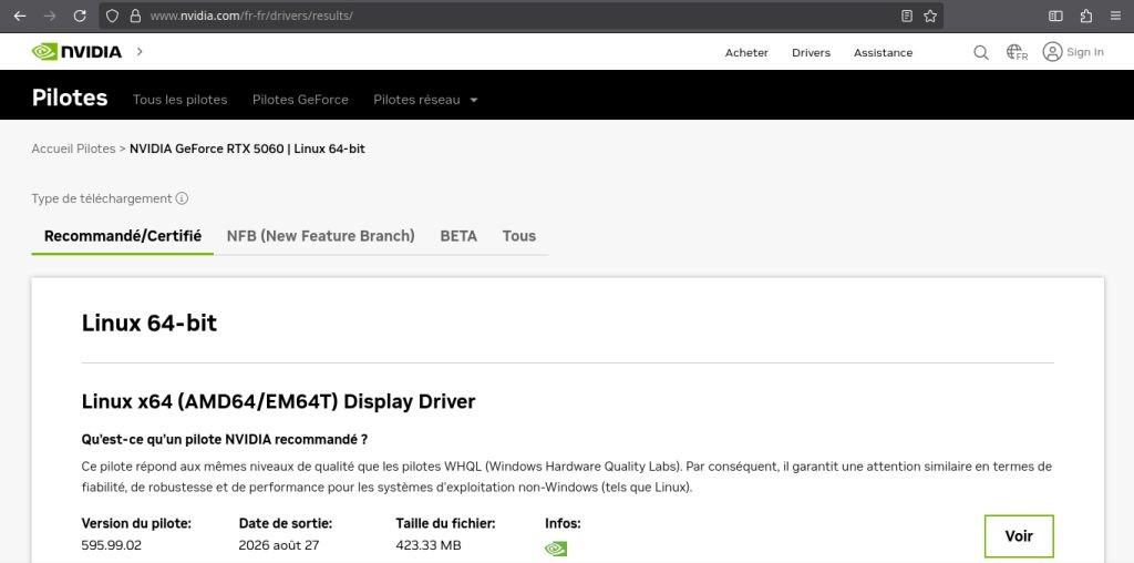 Pilote NVIDIA pour Linux (septembre 2026)