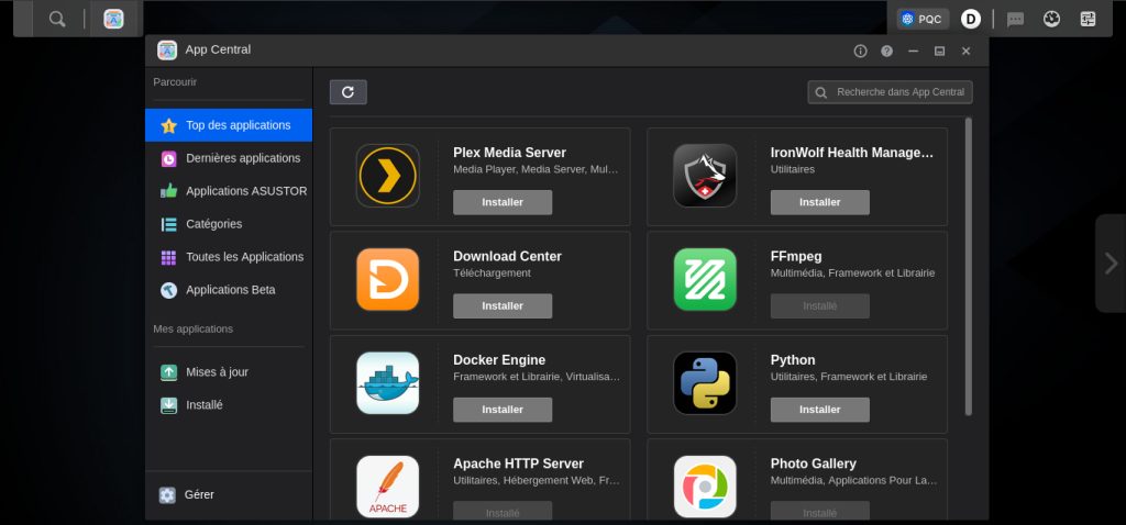 Asustor (Live Demo) - Centre des applications